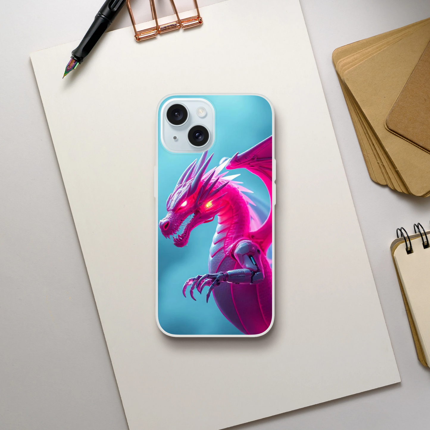 Pink Dragon iPhone Flexi Case – Durable & Stylish Design iPhone 15