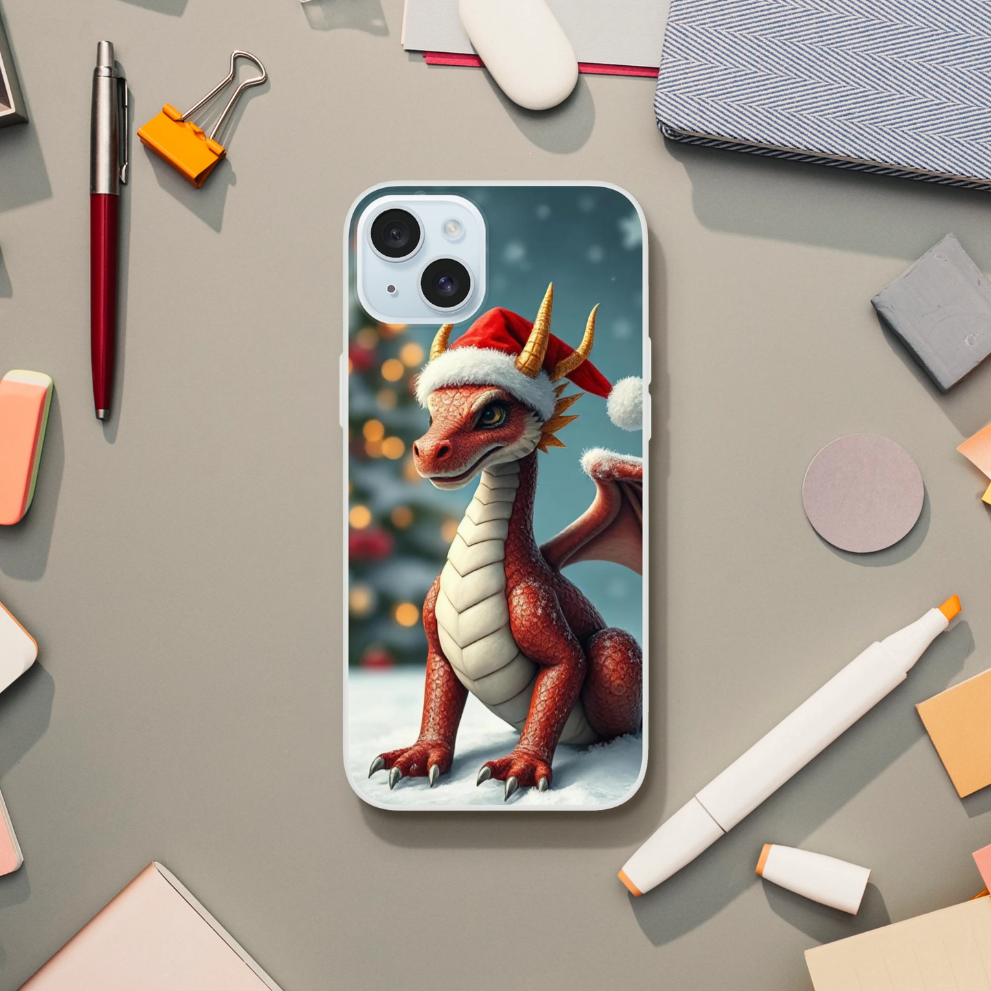 Christmas Dragon iPhone Flexi Case – Durable and Stylish Protection