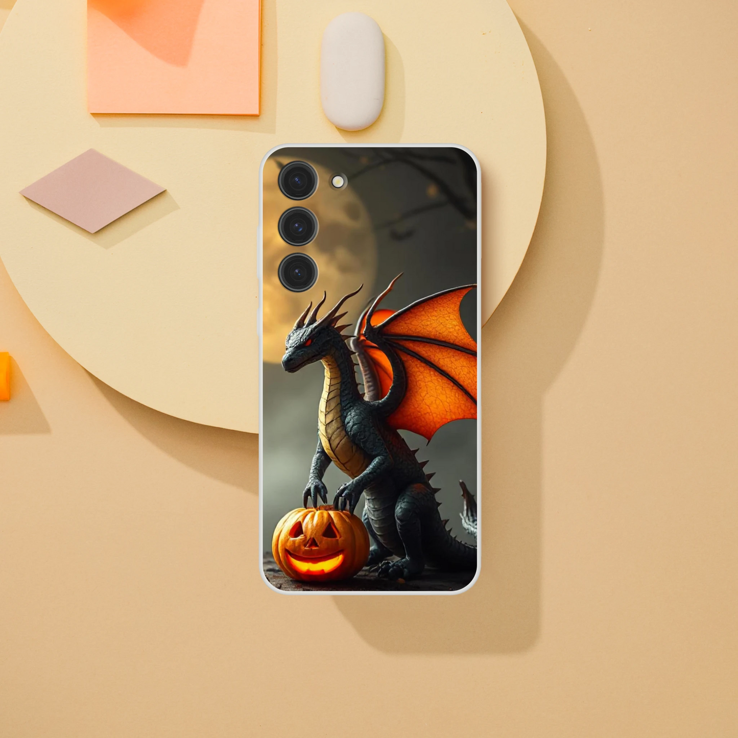Halloween Inspired Dragon Phone Case for Android - Flexible Transparent Design