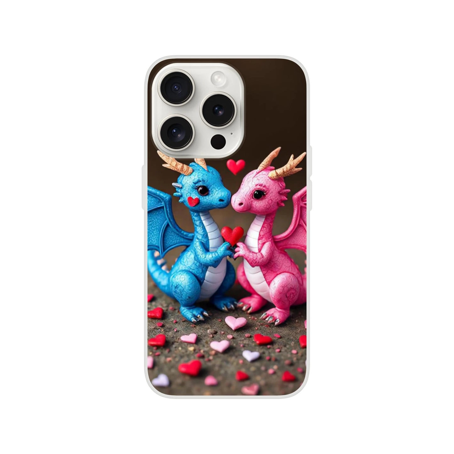 Love Dragons iPhone Flexi Case – Durable & Transparent Design iPhone 15 Pro