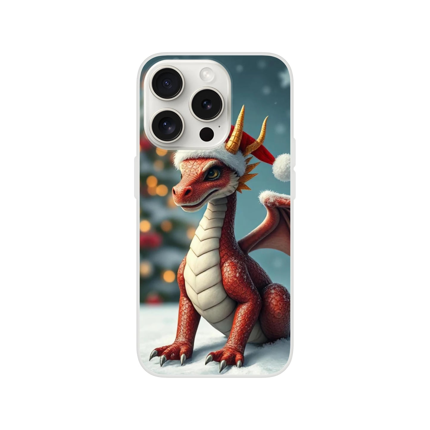 Christmas Dragon iPhone Flexi Case – Durable and Stylish Protection iPhone 15 Pro