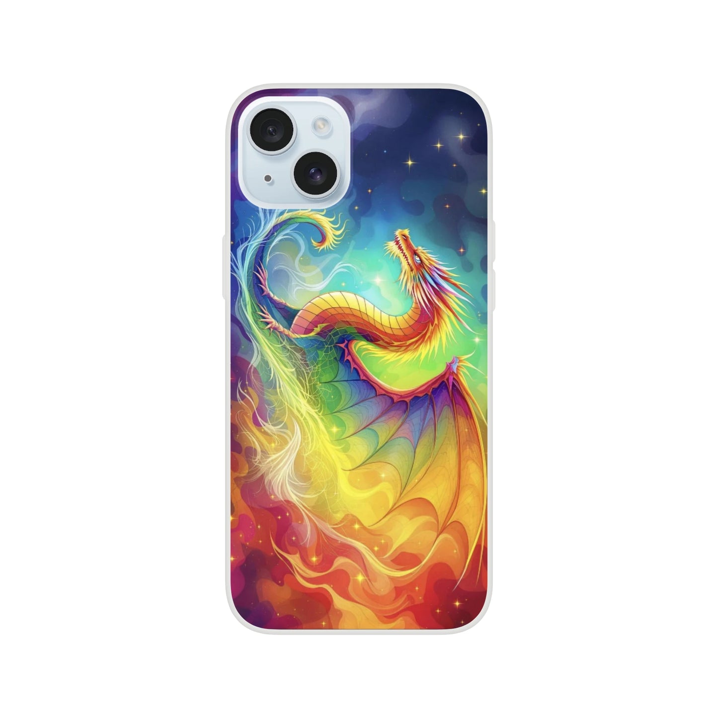 Vibrant Dragon iPhone Case – Rainbow Colors Flexi Case for Maximum Protection