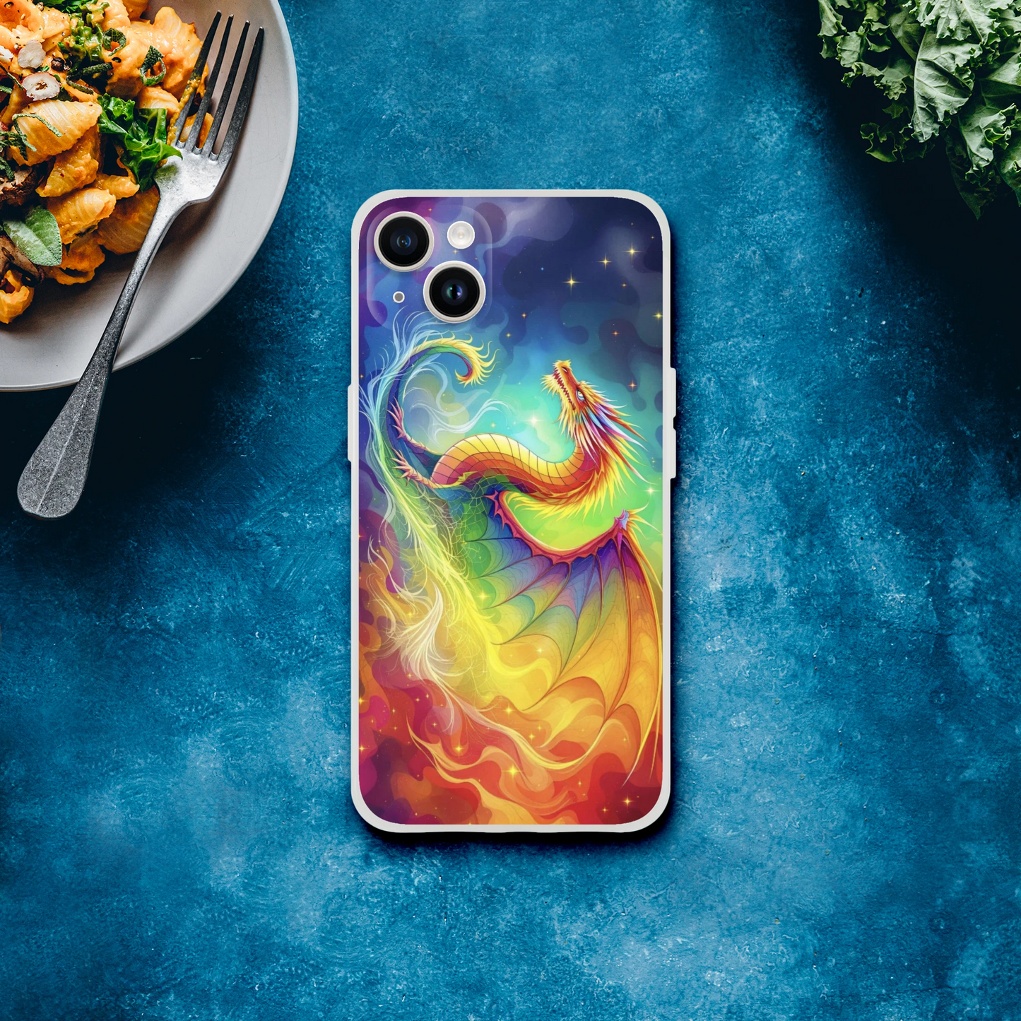 Vibrant Dragon iPhone Case – Rainbow Colors Flexi Case for Maximum Protection iPhone 14 Plus