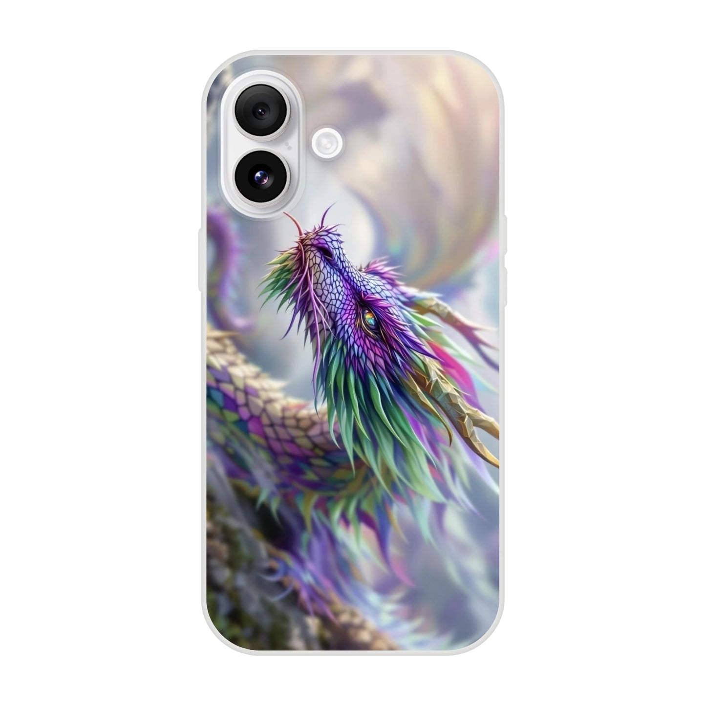 Majestic Purple and Green Dragon - iPhone Flexi Case iPhone 16 Plus