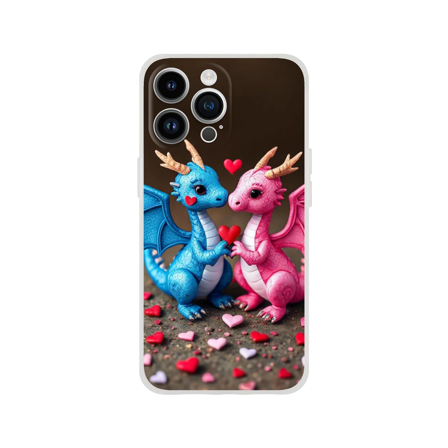 Love Dragons iPhone Flexi Case – Durable & Transparent Design iPhone 14 Pro Max