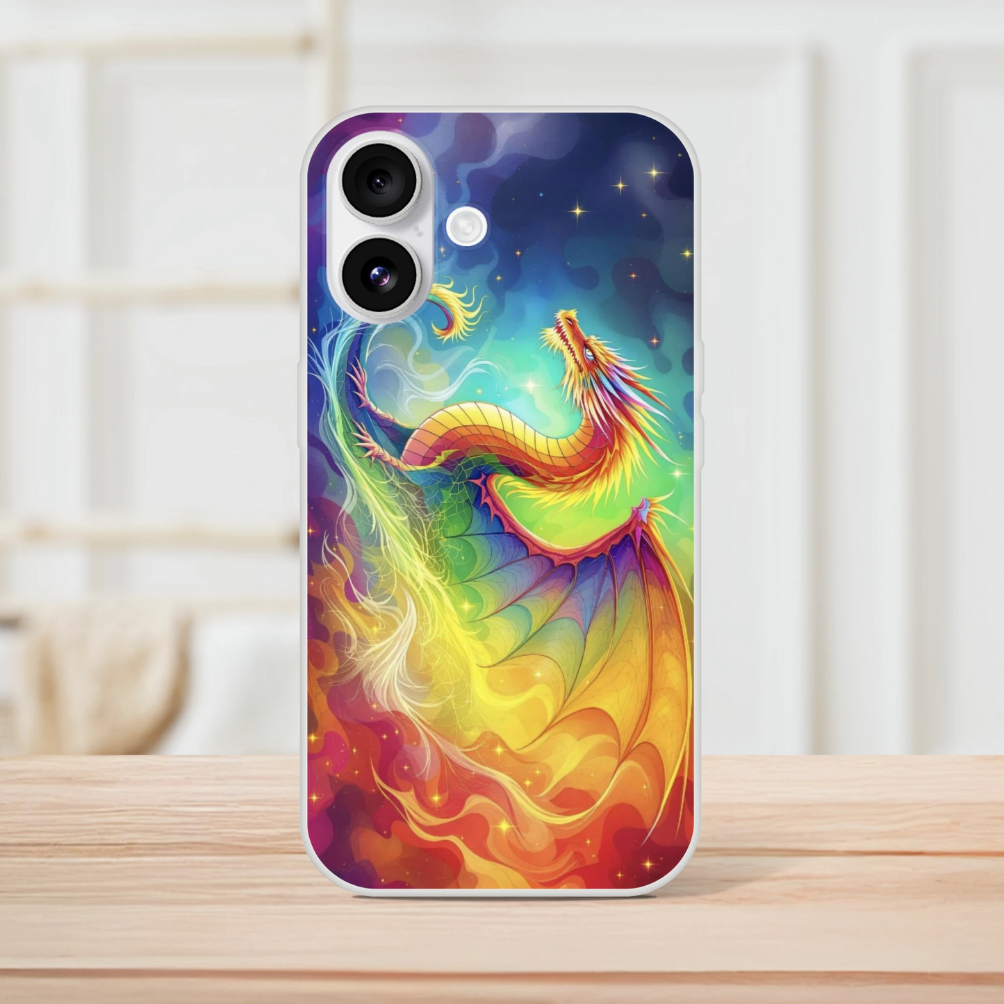 Vibrant Dragon iPhone Case – Rainbow Colors Flexi Case for Maximum Protection iPhone 16