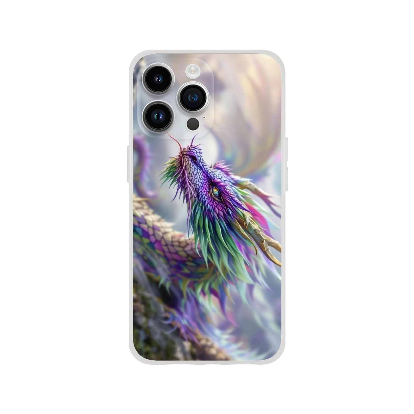 Majestic Purple and Green Dragon - iPhone Flexi Case iPhone 14 Pro Max