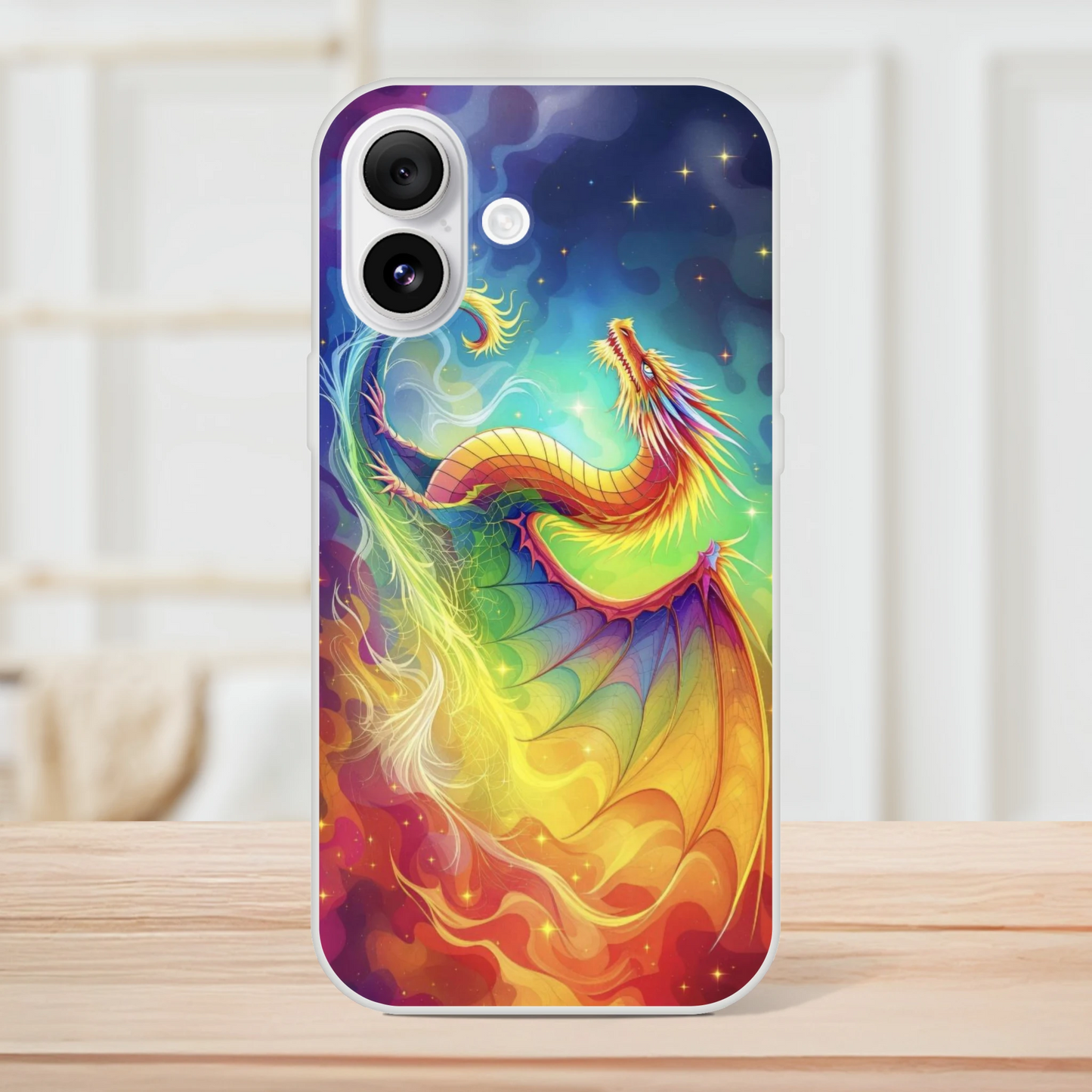 Vibrant Dragon iPhone Case – Rainbow Colors Flexi Case for Maximum Protection iPhone 16 Plus