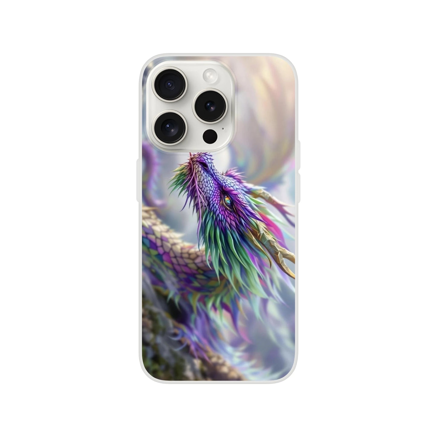 Majestic Purple and Green Dragon - iPhone Flexi Case iPhone 15 Pro