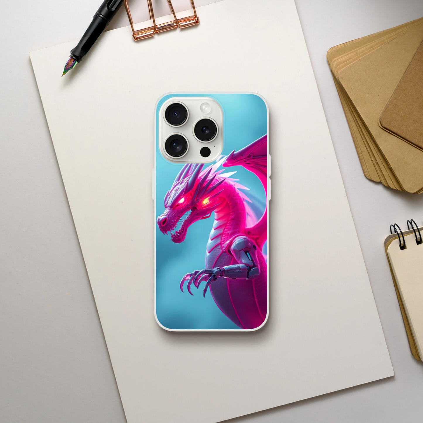 Pink Dragon iPhone Flexi Case – Durable & Stylish Design iPhone 15 Pro