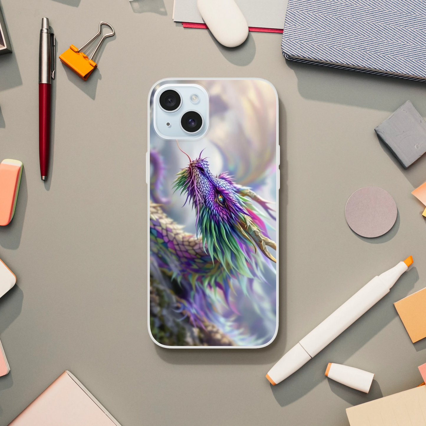 Majestic Purple and Green Dragon - iPhone Flexi Case