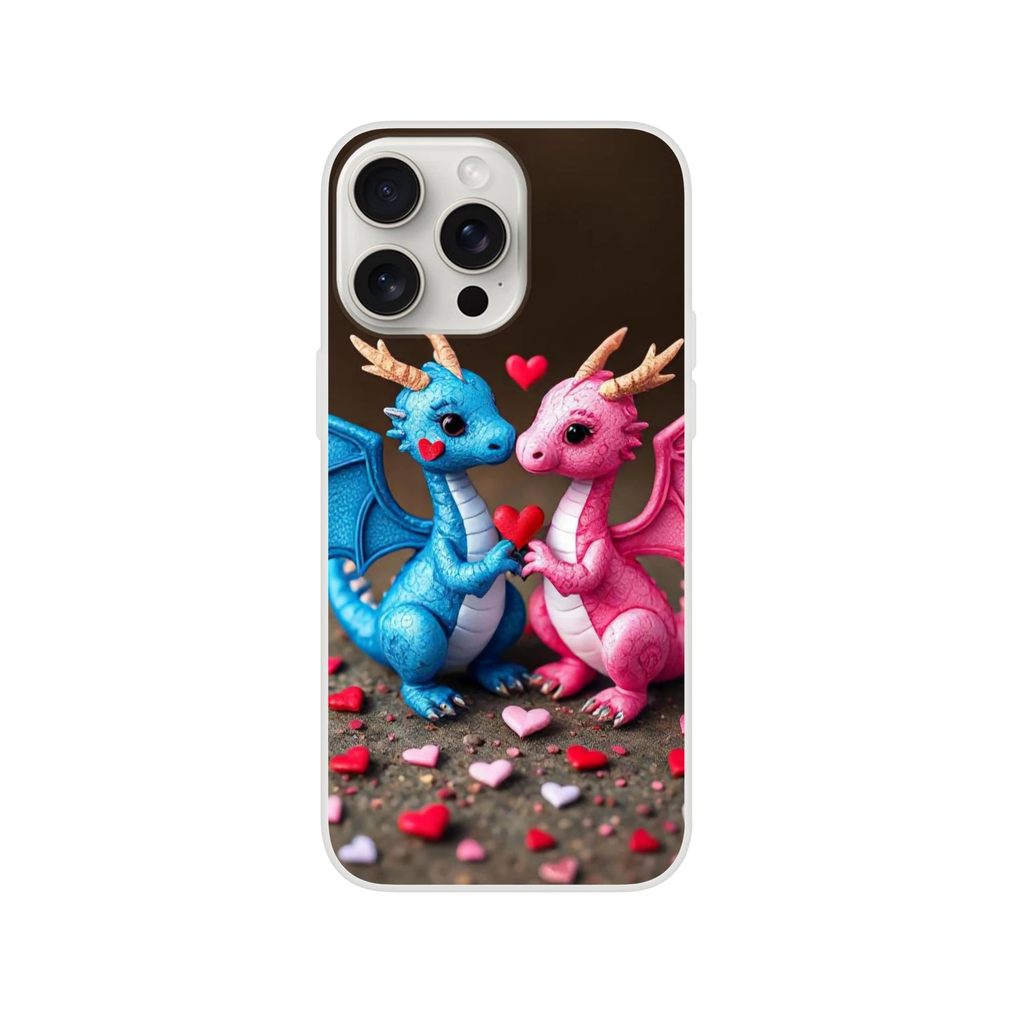 Love Dragons iPhone Flexi Case – Durable & Transparent Design iPhone 15 Pro Max