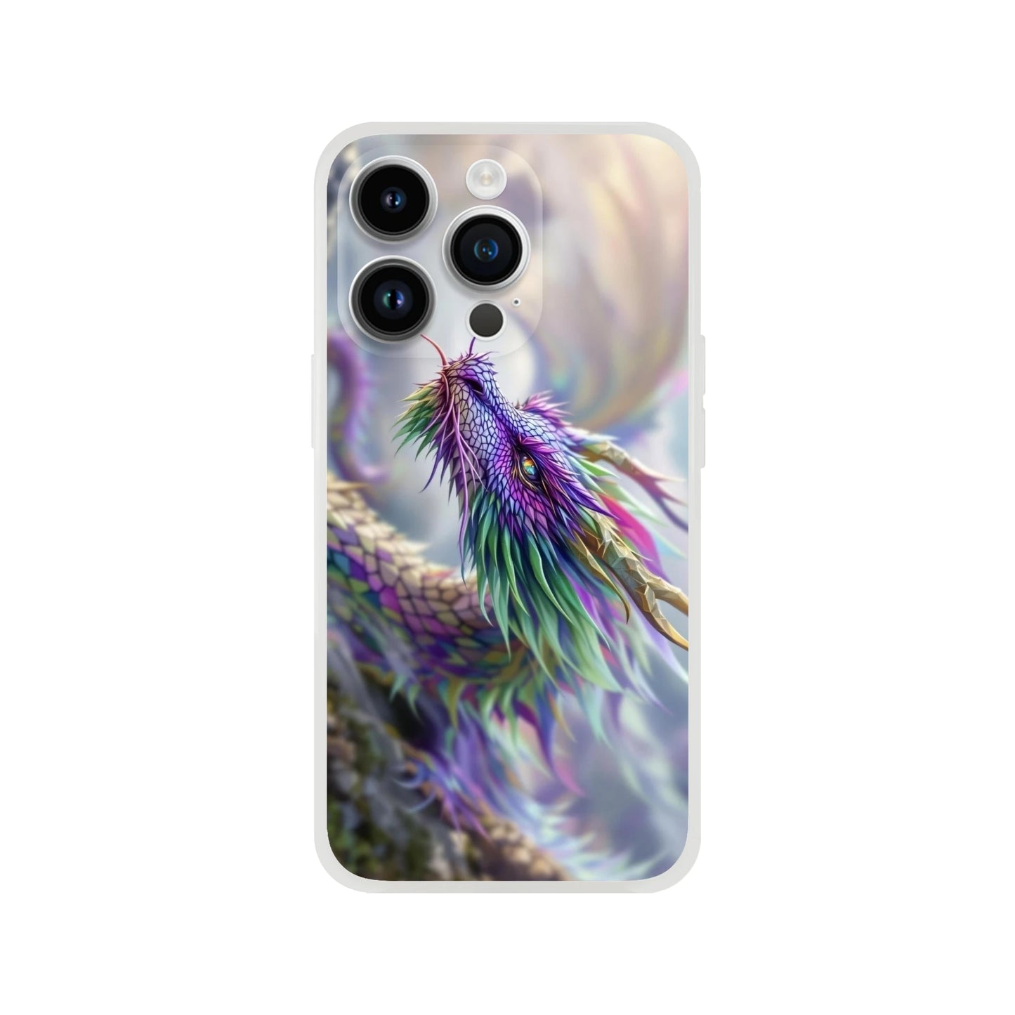 Majestic Purple and Green Dragon - iPhone Flexi Case iPhone 14 Pro