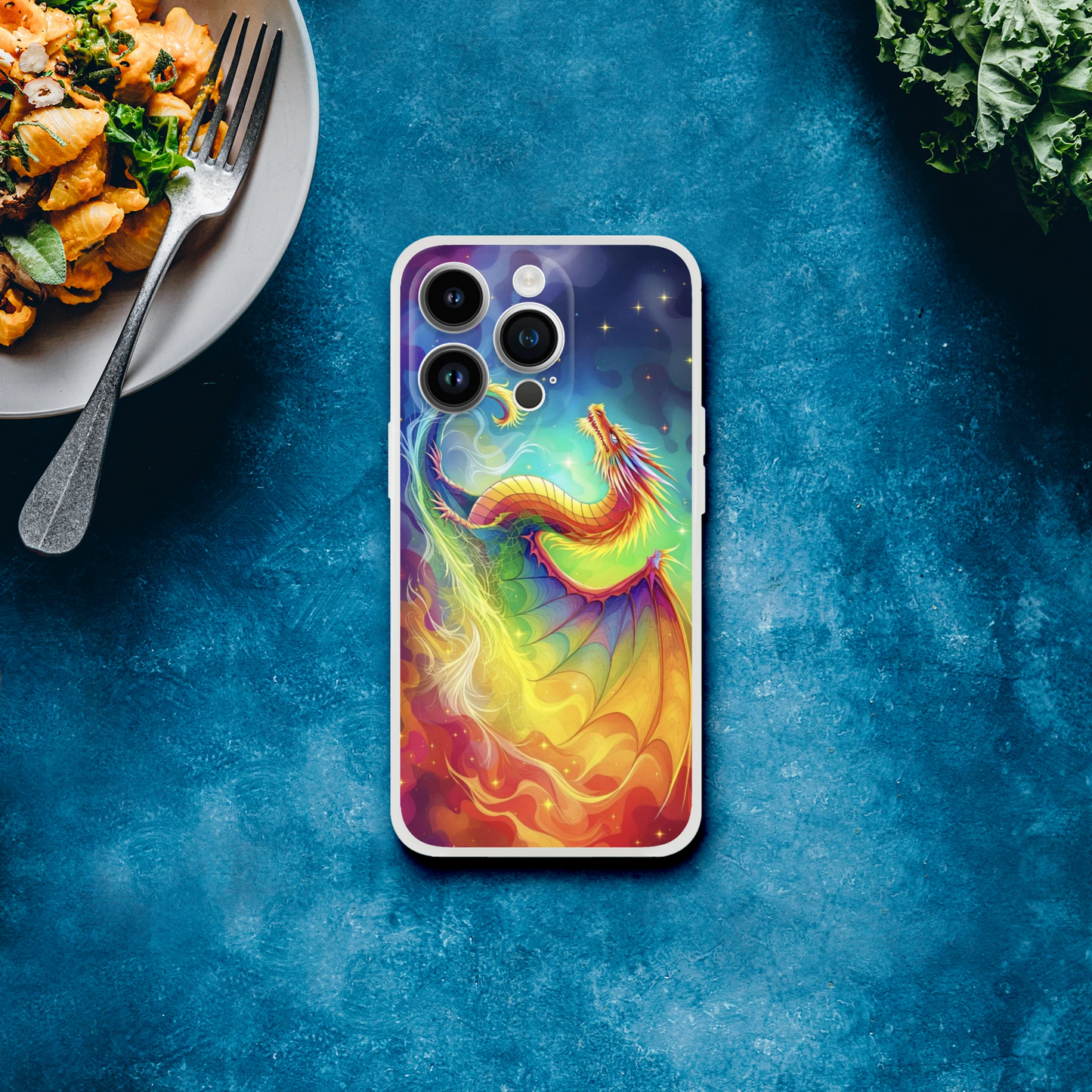 Vibrant Dragon iPhone Case – Rainbow Colors Flexi Case for Maximum Protection iPhone 14 Pro