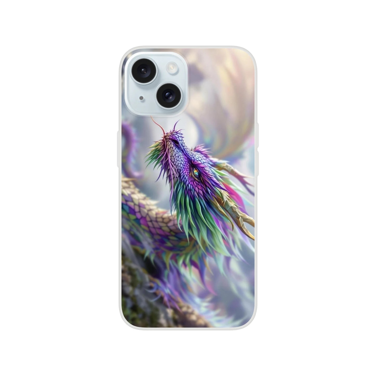 Majestic Purple and Green Dragon - iPhone Flexi Case iPhone 15