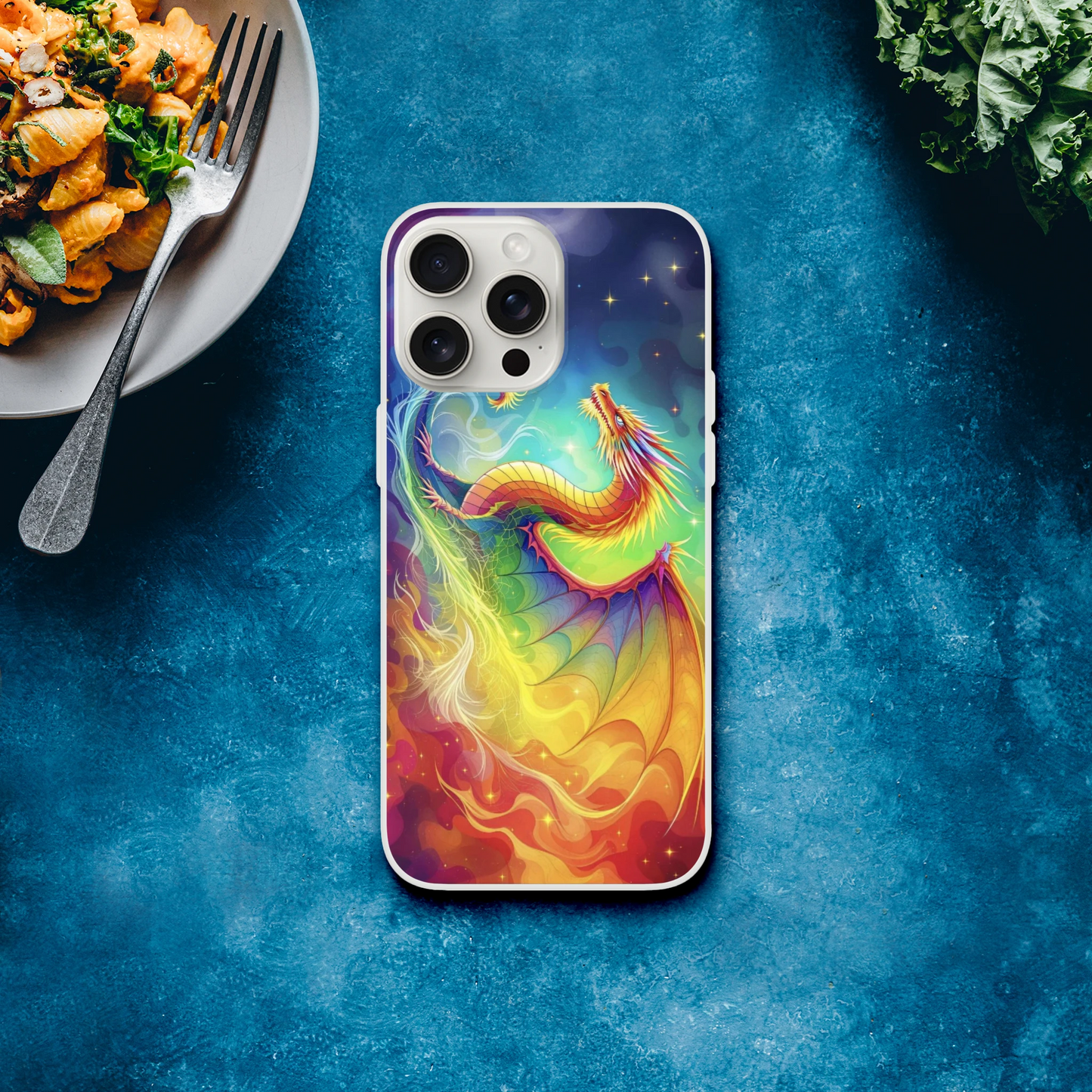 Vibrant Dragon iPhone Case – Rainbow Colors Flexi Case for Maximum Protection iPhone 15 Pro Max