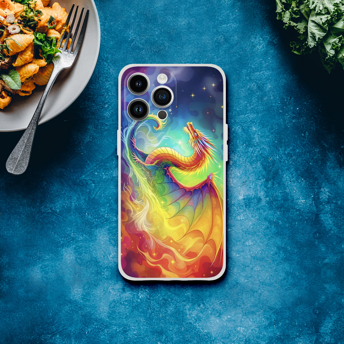 Vibrant Dragon iPhone Case – Rainbow Colors Flexi Case for Maximum Protection iPhone 14 Pro Max