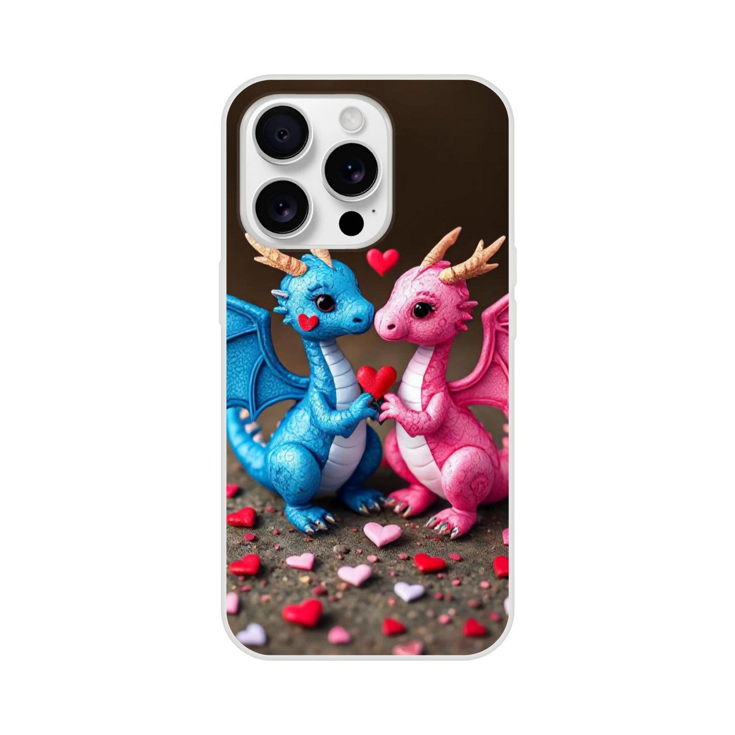 Love Dragons iPhone Flexi Case – Durable & Transparent Design iPhone 16 Pro