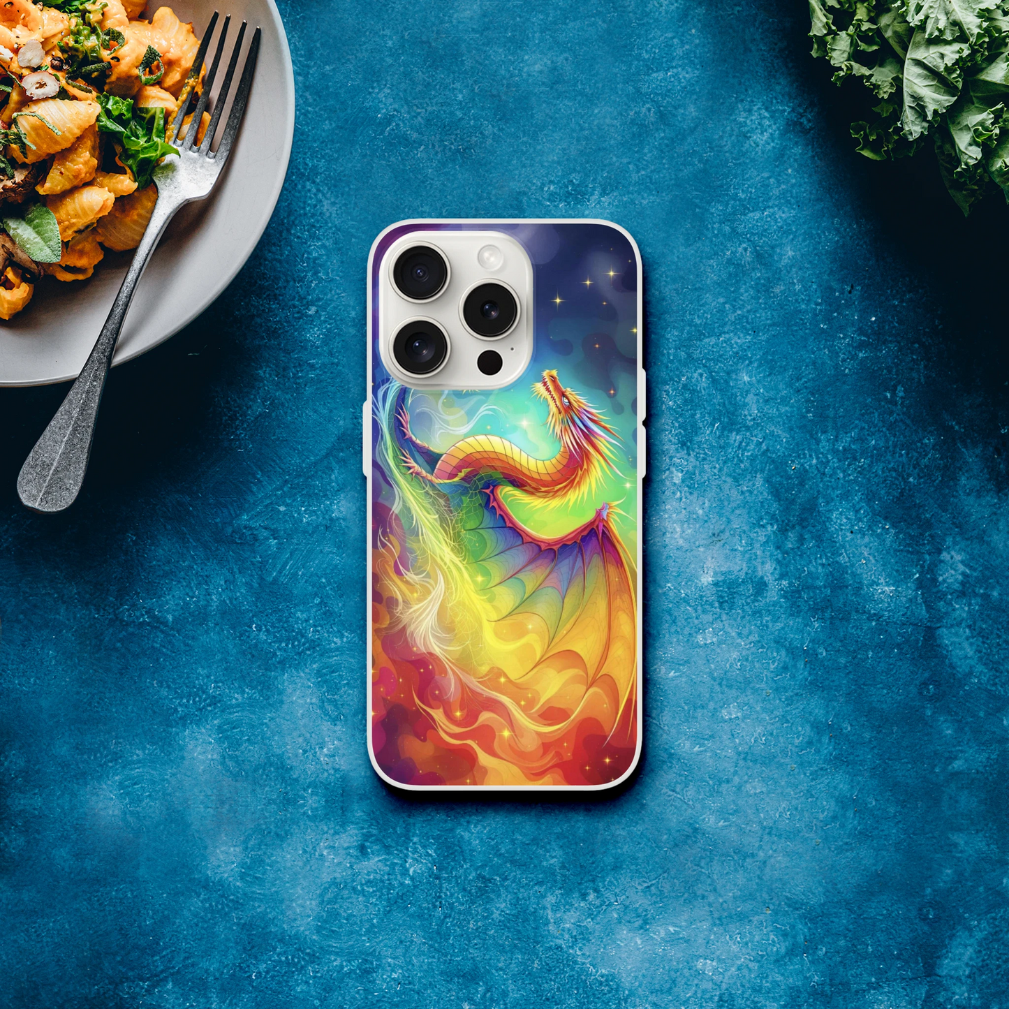 Vibrant Dragon iPhone Case – Rainbow Colors Flexi Case for Maximum Protection iPhone 15 Pro