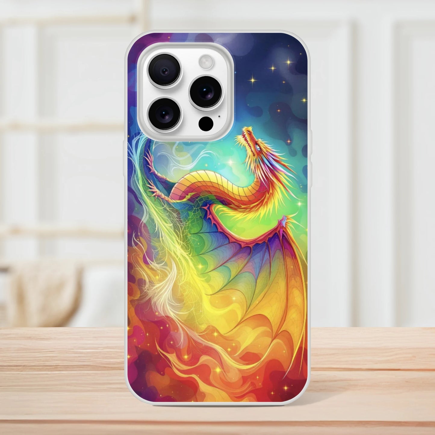 Vibrant Dragon iPhone Case – Rainbow Colors Flexi Case for Maximum Protection iPhone 16 Pro Max