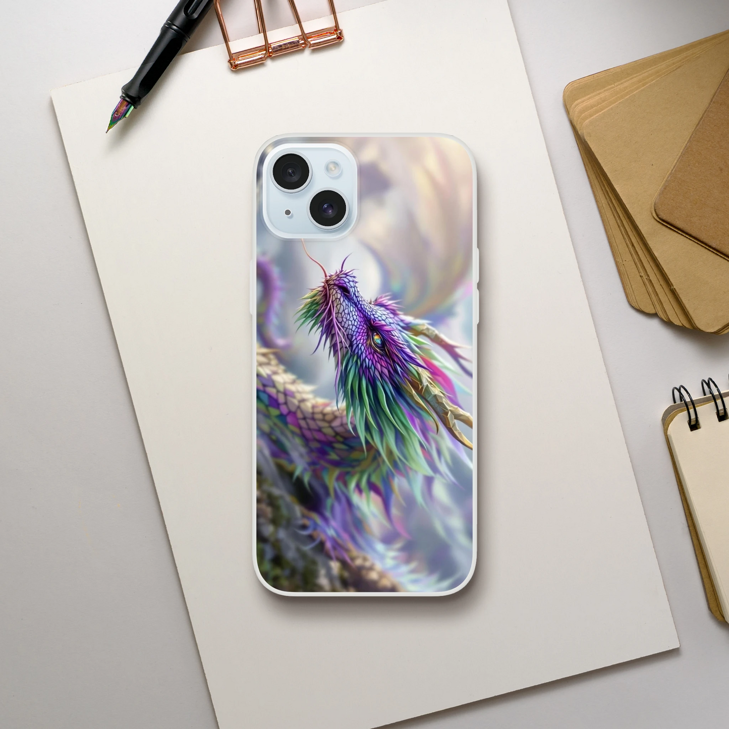 Majestic Purple and Green Dragon - iPhone Flexi Case