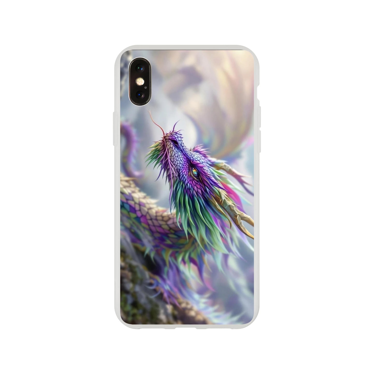 Majestic Purple and Green Dragon - iPhone Flexi Case iPhone XS