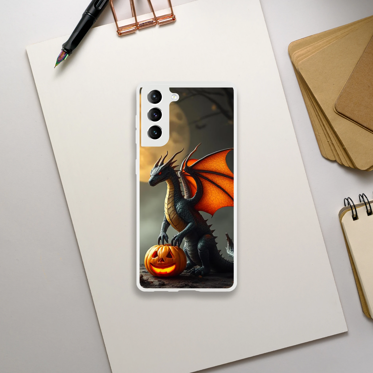Halloween Inspired Dragon Phone Case for Android - Flexible Transparent Design Galaxy S21