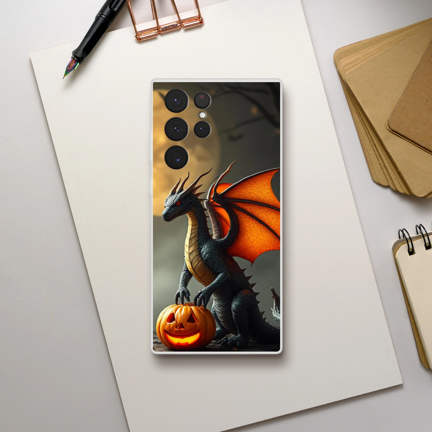 Halloween Inspired Dragon Phone Case for Android - Flexible Transparent Design Galaxy S22 Ultra