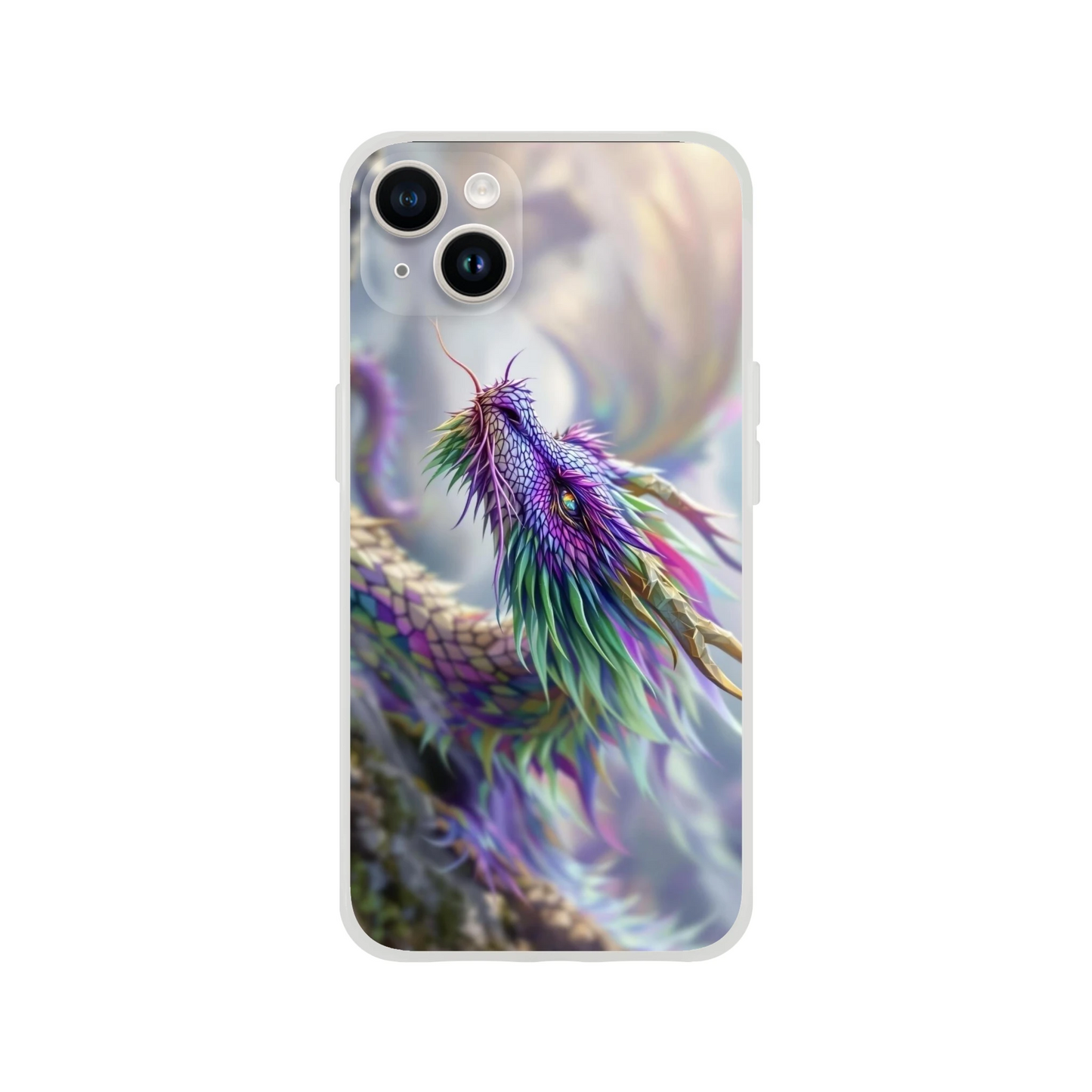 Majestic Purple and Green Dragon - iPhone Flexi Case iPhone 14 Plus