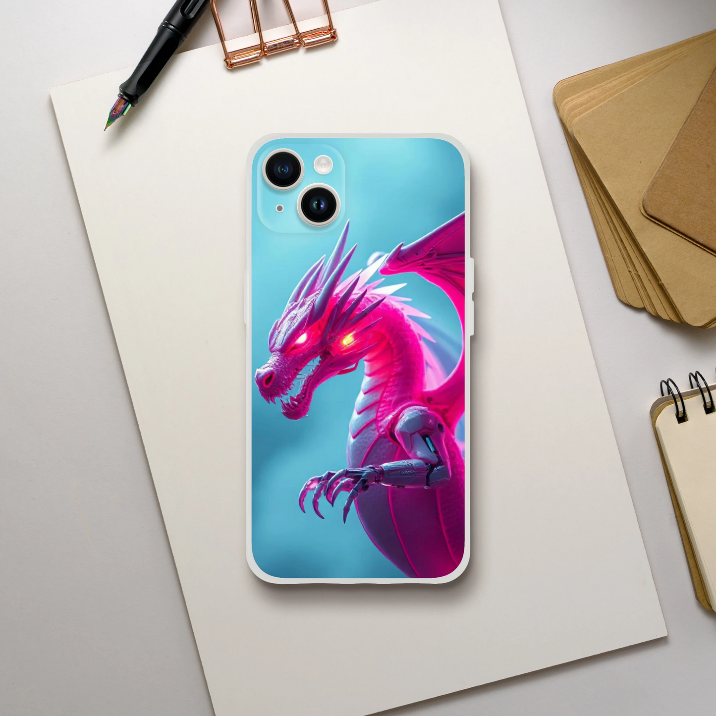 Pink Dragon iPhone Flexi Case – Durable & Stylish Design iPhone 14 Plus