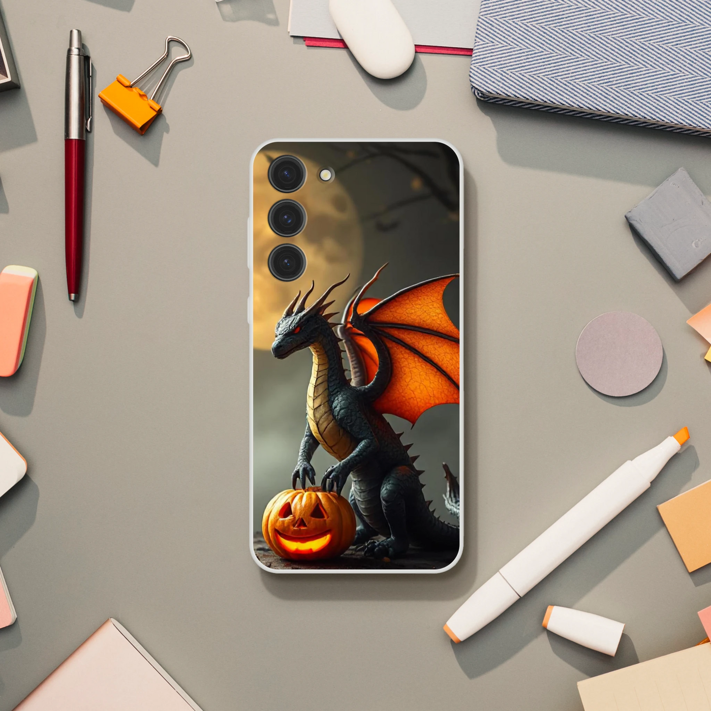 Halloween Inspired Dragon Phone Case for Android - Flexible Transparent Design