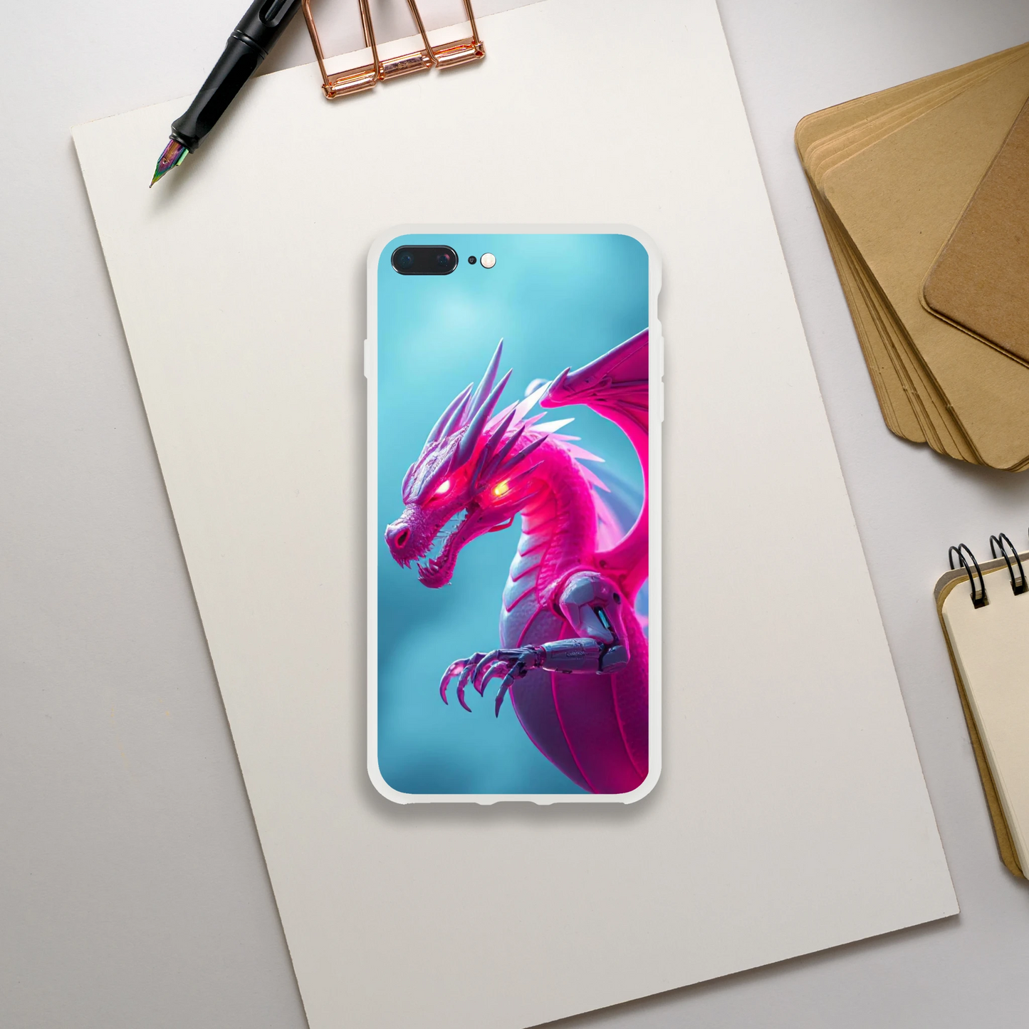 Pink Dragon iPhone Flexi Case – Durable & Stylish Design iPhone 8 Plus