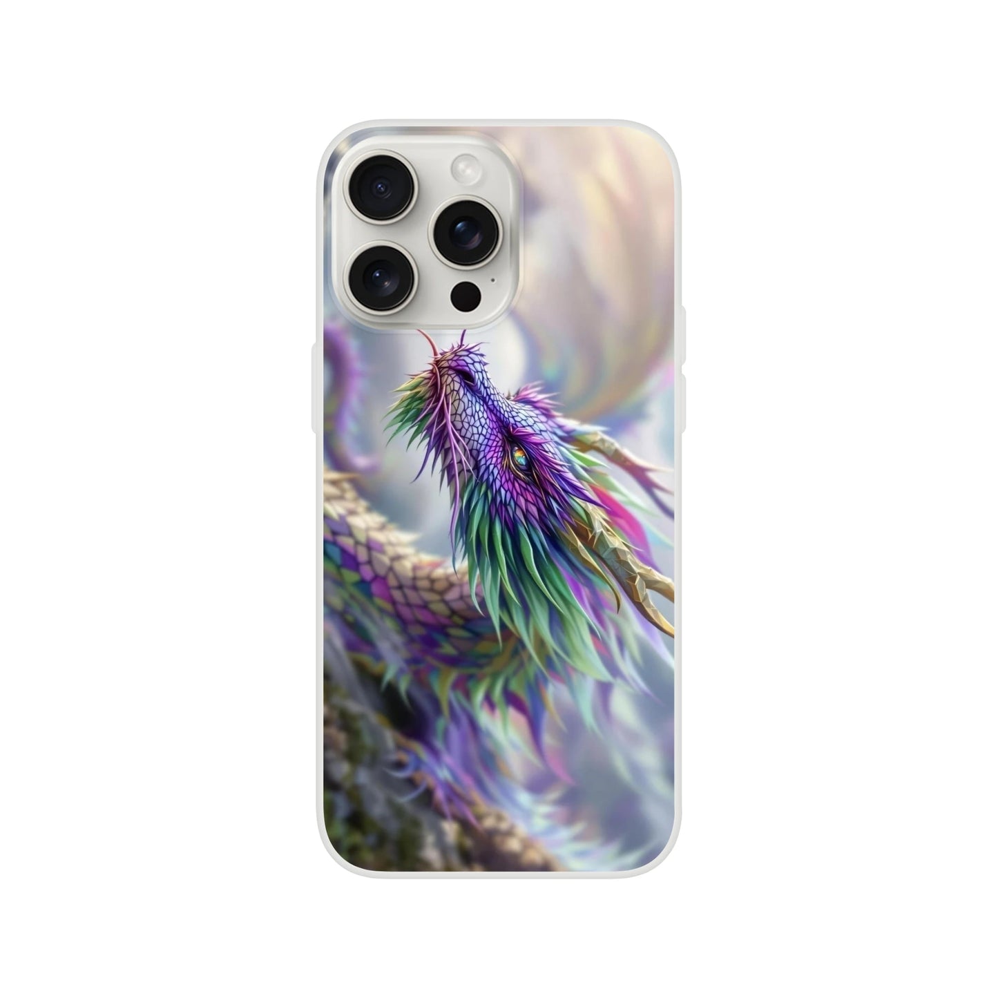 Majestic Purple and Green Dragon - iPhone Flexi Case iPhone 15 Pro Max