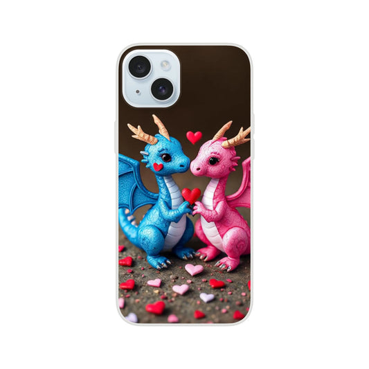 Love Dragons iPhone Flexi Case – Durable & Transparent Design iPhone 15 Plus
