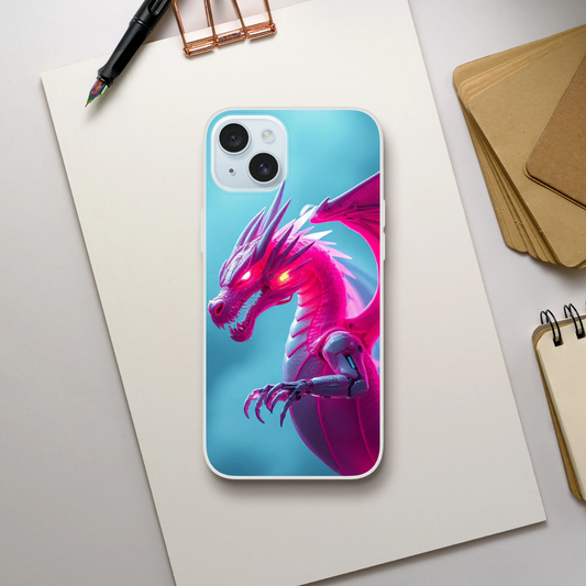 Pink Dragon iPhone Flexi Case – Durable & Stylish Design iPhone 15 Plus