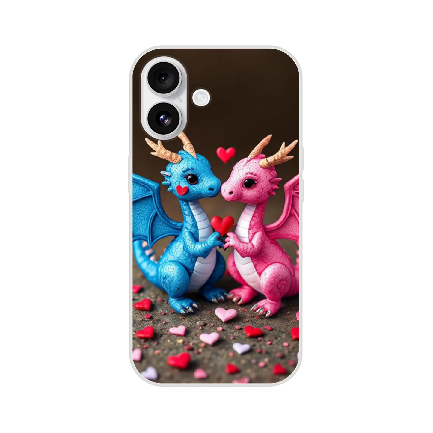 Love Dragons iPhone Flexi Case – Durable & Transparent Design iPhone 16