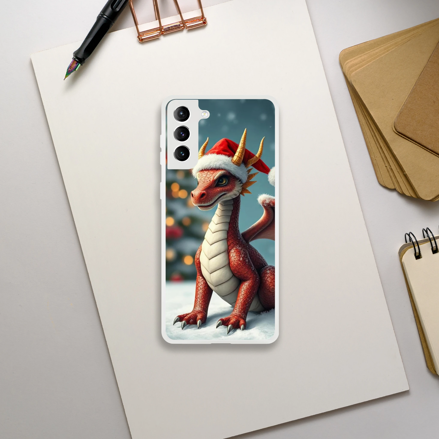 Christmas Dragon Flexi Phone Case – Durable Android Protection with Holiday Design Galaxy S21 Plus