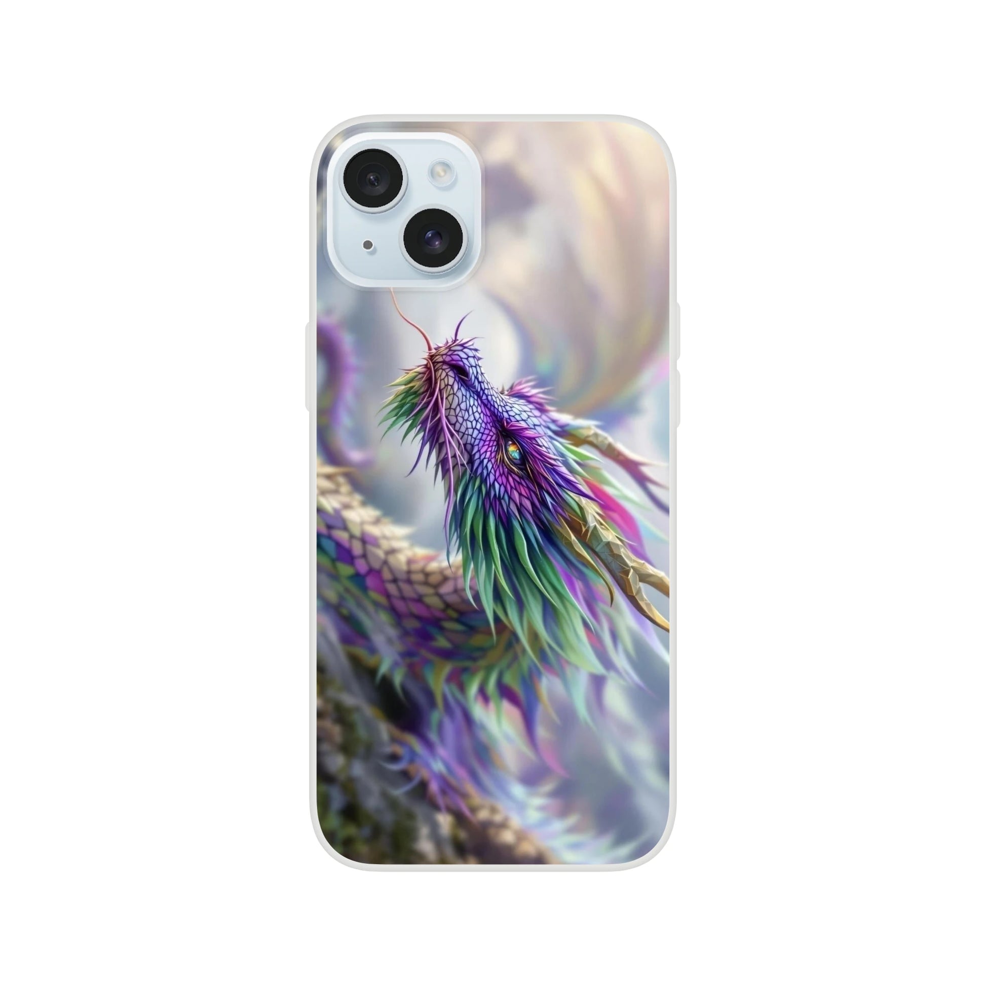Majestic Purple and Green Dragon - iPhone Flexi Case iPhone 15 Plus