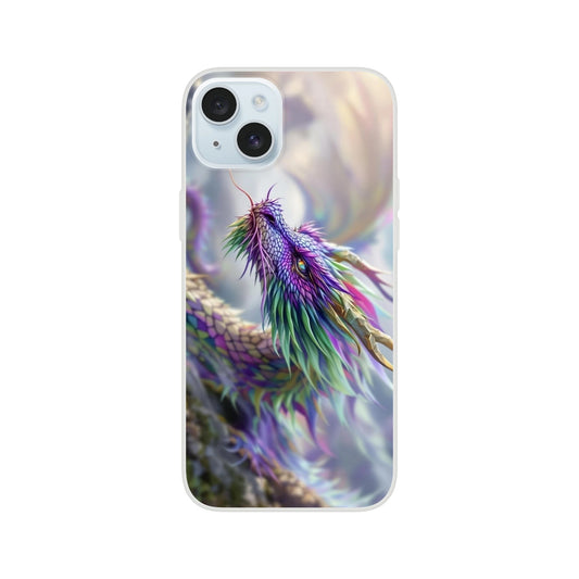Majestic Purple and Green Dragon - iPhone Flexi Case iPhone 15 Plus