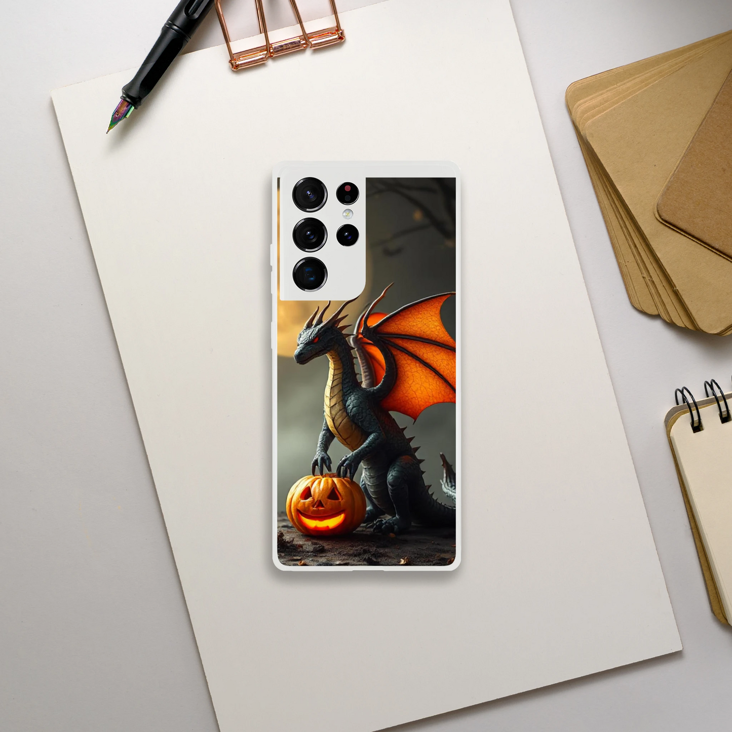 Halloween Inspired Dragon Phone Case for Android - Flexible Transparent Design Galaxy S21 Ultra